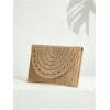 imageFloerns Womens Studded Straw Bag Woven Purse Bag Envelope Clutch WalletKhaki