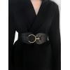 imageFloerns Womens Wide Waist Belt for Dress Ladies Elastic Belt Interlock BuckleBlack