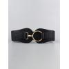 imageFloerns Womens Wide Waist Belt for Dress Ladies Elastic Belt Interlock BuckleBlack