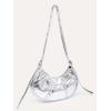 imageFloerns Womens Y2k Gothic Punk Hobo Shoulder Bag PU Leather Clutch HandbagSilver