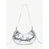 imageFloerns Womens Y2k Gothic Punk Hobo Shoulder Bag PU Leather Clutch HandbagSolid Silver