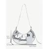 imageFloerns Womens Y2k Gothic Punk Hobo Shoulder Bag PU Leather Clutch HandbagSolid Silver