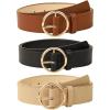 imageFloerns Womens 3 Pcs Widewaist Belt Leather Belt Round Buckle BeltBrown Multi