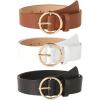 imageFloerns Womens 3 Pcs Widewaist Belt Leather Belt Round Buckle BeltWhite Multi