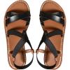 imageFloerns Womens Flat Sandal Criss Cross Ankle Strap Leather Slip on Summer ShoesBlack