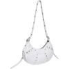 imageFloerns Womens Y2k Gothic Punk Hobo Shoulder Bag PU Leather Clutch HandbagWhite