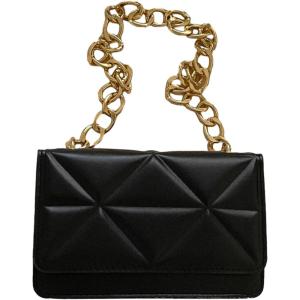 imageFloerns Womens Geo Embossed Flap Square Bag Elegant Business Shoulder BagBlack