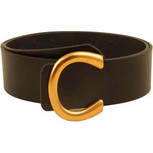 imageFloerns Womens Leather Belt for Jeans Dress Wide Belt Buckle Ladies BeltBlack