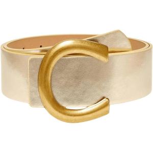 imageFloerns Womens Leather Belt for Jeans Dress Wide Belt Buckle Ladies BeltGold