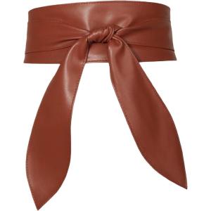 imageFloerns Womens PU Leather Belt Obi Belt Self Tie Bowknot Waistband for DressRust Brown