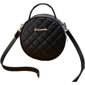 imageFloerns Womens Small Round Crossbody Shoulder Embroidery Shoulder BagBlack