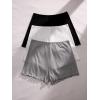 imageFloerns Womens 3 Piece Mid Waist Lettuce Trim Solid Undershorts Safety ShortsBlack Multi