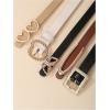 imageFloerns Womens 5 Pcs Leather Belt for Jeans Dress Thin Belt with Pattern BuckleBeige Multi