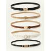 imageFloerns Womens 5 Pcs Leather Belt for Jeans Dress Thin Belt with Pattern BuckleBlack Multi