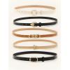 imageFloerns Womens 5 Pcs Leather Belt for Jeans Dress Thin Belt with Pattern BuckleBrown Multi