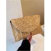 imageFloerns Womens Beach Small Envelope Wallet Handbag Straw Woven Clutch PurseSolid Khaki