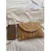 imageFloerns Womens Beach Small Envelope Wallet Handbag Straw Woven Clutch PurseSolid Khaki