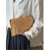 imageFloerns Womens Beach Small Envelope Wallet Handbag Straw Woven Clutch PurseSolid Khaki