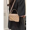 imageFloerns Womens Casual Mini Square Bag Pu Leather Quilted Shoulder HandbagKhaki