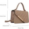 imageFloerns Womens Casual Mini Square Bag Pu Leather Quilted Shoulder HandbagKhaki