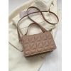 imageFloerns Womens Casual Mini Square Bag Pu Leather Quilted Shoulder HandbagKhaki