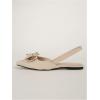 imageFloerns Womens Elegant Bowknot Front Flat Shoe Comfortable Pointed Toe Slip onApricot