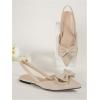 imageFloerns Womens Elegant Bowknot Front Flat Shoe Comfortable Pointed Toe Slip onApricot