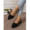 imageFloerns Womens Faux Suede Pleated Flat Shoe Pointed Toe Slip on Ballet FlatsBlack