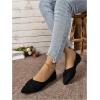 imageFloerns Womens Faux Suede Pleated Flat Shoe Pointed Toe Slip on Ballet FlatsBlack