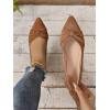 imageFloerns Womens Faux Suede Pleated Flat Shoe Pointed Toe Slip on Ballet FlatsBrown
