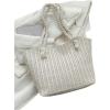 imageFloerns Womens Large Straw Weave Bag Summer Travel Tote Bag Woven Shoulder BagBeige Solid