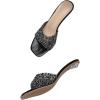 imageFloerns Womens Rhinestone Clear Chunky Heel Sandal Square Toe Slip on MulesBlack