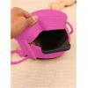 imageFloerns Womens Round Crossbody Purse Bag Beach Summer Straw Shoulder BagHot Pink Solid