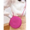 imageFloerns Womens Round Crossbody Purse Bag Beach Summer Straw Shoulder BagHot Pink Solid