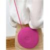 imageFloerns Womens Round Crossbody Purse Bag Beach Summer Straw Shoulder BagHot Pink Solid