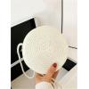 imageFloerns Womens Round Crossbody Purse Bag Beach Summer Straw Shoulder BagWhite Solid