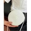 imageFloerns Womens Round Crossbody Purse Bag Beach Summer Straw Shoulder BagWhite Solid