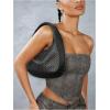 imageFloerns Womens Vintage Leather Tote Shoulder Handbag Top Handle Hobo BagBlack