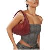 imageFloerns Womens Vintage Leather Tote Shoulder Handbag Top Handle Hobo BagBurgundy