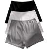 imageFloerns Womens 3 Piece Mid Waist Lettuce Trim Solid Undershorts Safety ShortsBlack Multi