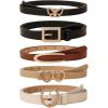 imageFloerns Womens 5 Pcs Leather Belt for Jeans Dress Thin Belt with Pattern BuckleBeige Multi