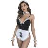 imageFloerns Womens 5 Piece Lingerie Set Cosplay Lace Trim Maid Costume SetBlack and White