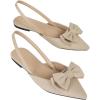 imageFloerns Womens Elegant Bowknot Front Flat Shoe Comfortable Pointed Toe Slip onApricot
