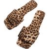 imageFloerns Womens Leopard Print Square Open Toe Slip On Summer Flat SandalBrown