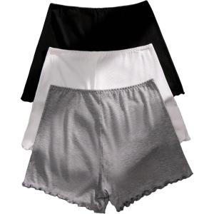 imageFloerns Womens 3 Piece Mid Waist Lettuce Trim Solid Undershorts Safety ShortsBlack Multi