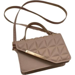 imageFloerns Womens Casual Mini Square Bag Pu Leather Quilted Shoulder HandbagKhaki