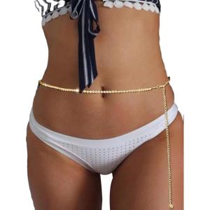 imageFloerns Womens Rhinestone Belt Nightclub Waist Bikini Thin Belt AccessoriesGold