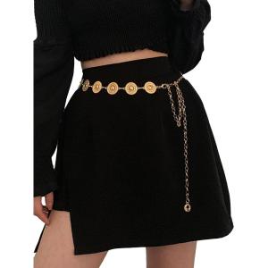 imageFloerns Womens Round Shape Cut Out Metal Belt Dress Belt Body Belly BeltGold
