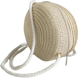 imageFloerns Womens Small Round Straw Crossbody Purse Beach Circle Boho Shoulder BagBeige