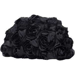 imageFloerns Womens Vintage Leather Ruched Bag Evening Handbag Dumpling Clutch PurseBlack Floral